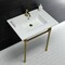 Fauceture Dreyfuss 31" Console Sink W/ SS Leg (Sgl Faucet Hole), White/ Brass KVPB3122717 - alternate 7